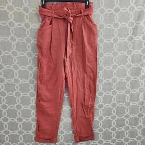 Zara‎ Trf Collection Tied Waist Paper bag Tapered Leg Women's Pants S
